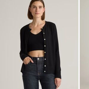 Quince Black Women's Mongolia Cashmere Cardigan Sweater Medium